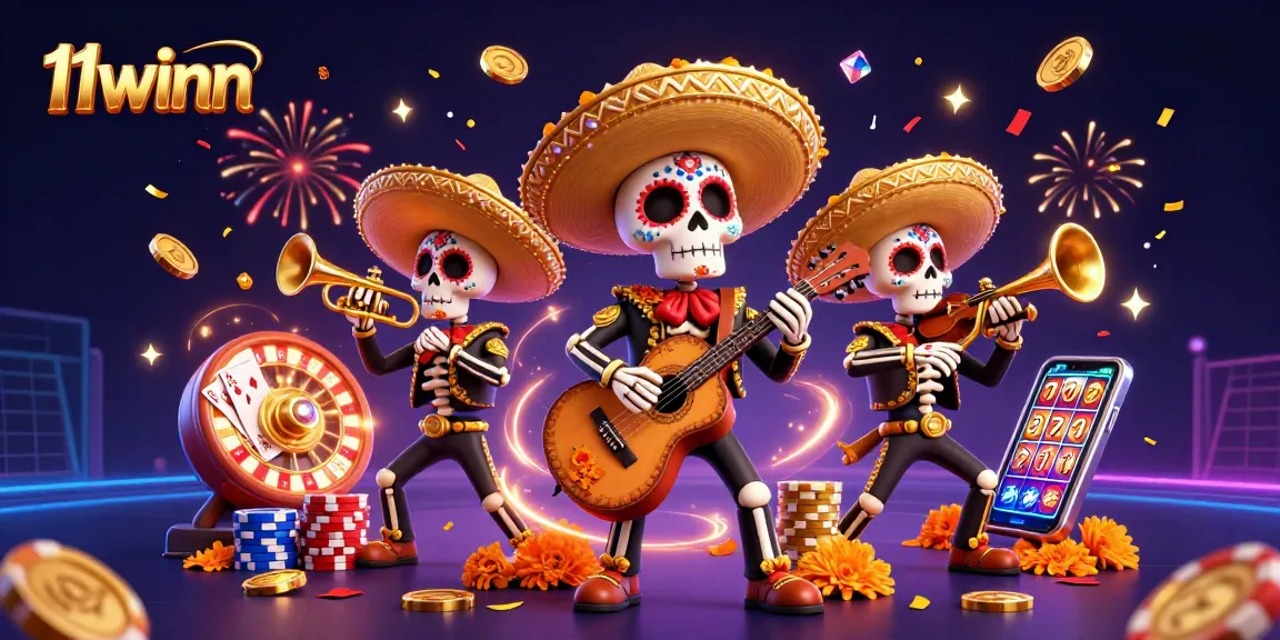 Join the festive excitement at 11winn with the vibrant mariachi band amidst cascading gold coins.