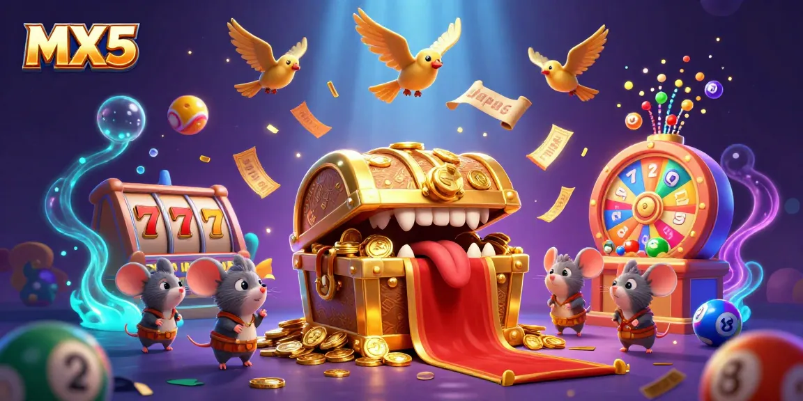Win big with MX5's colorful and dynamic gaming experience featuring exciting lottery and slot elements.