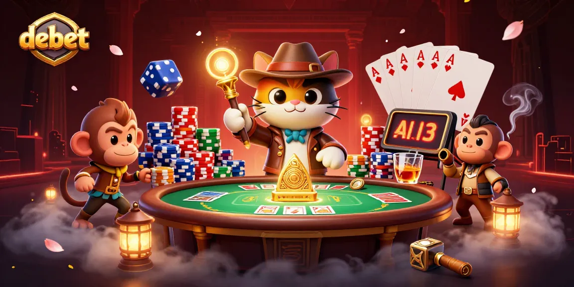 Discover the thrilling debet adventure in a casino-themed illustration with vibrant details.