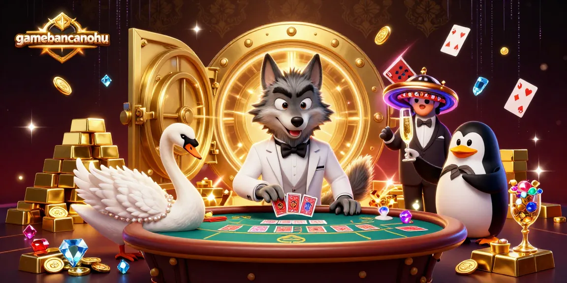 gamebancanohu features an exciting live casino scene with a debonair wolf and elegant characters