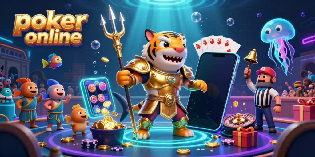 Engage in thrilling poker online experiences with dynamic gameplay elements in a vibrant underwater scene.