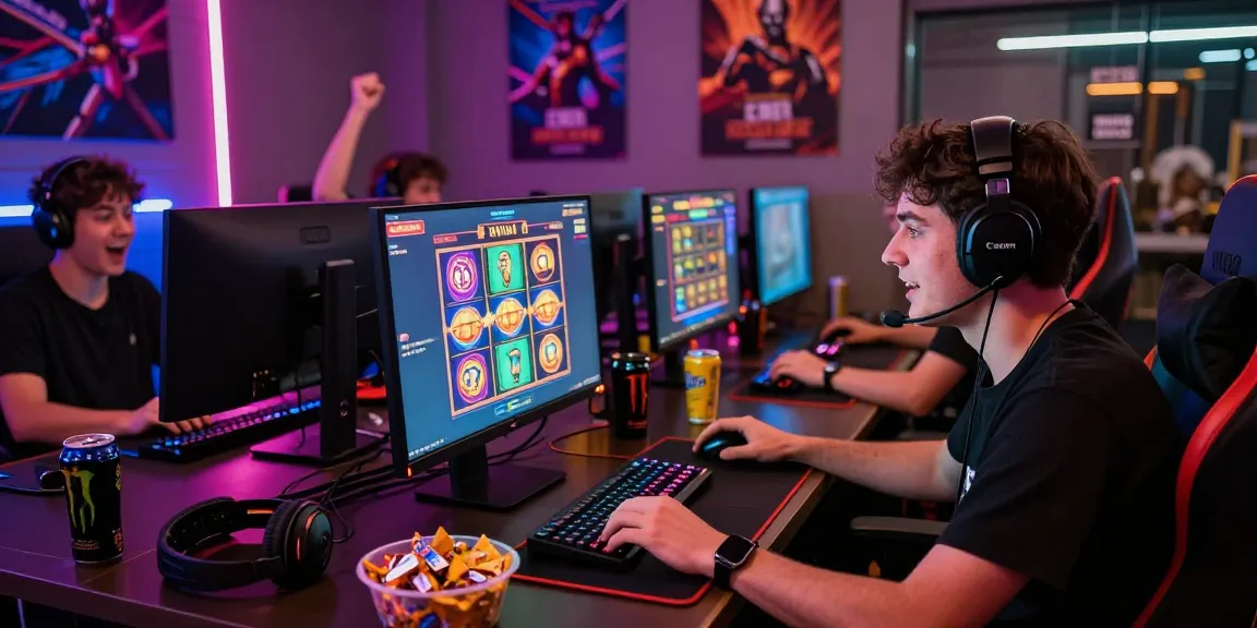 Exciting Rutan Slot gaming session in a vibrant online gaming room with colorful visuals and engaged players.