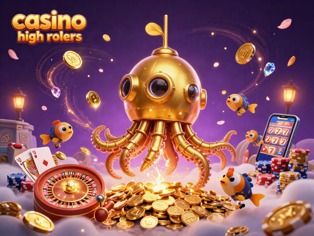 Engaging scene depicting casino high rollers with lavish gaming elements and vibrant visuals.