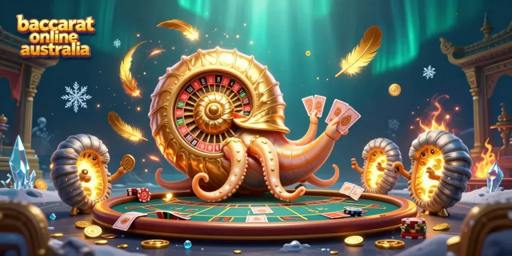 Experience baccarat online Australia with an epic 3D nautilus and golden elements.