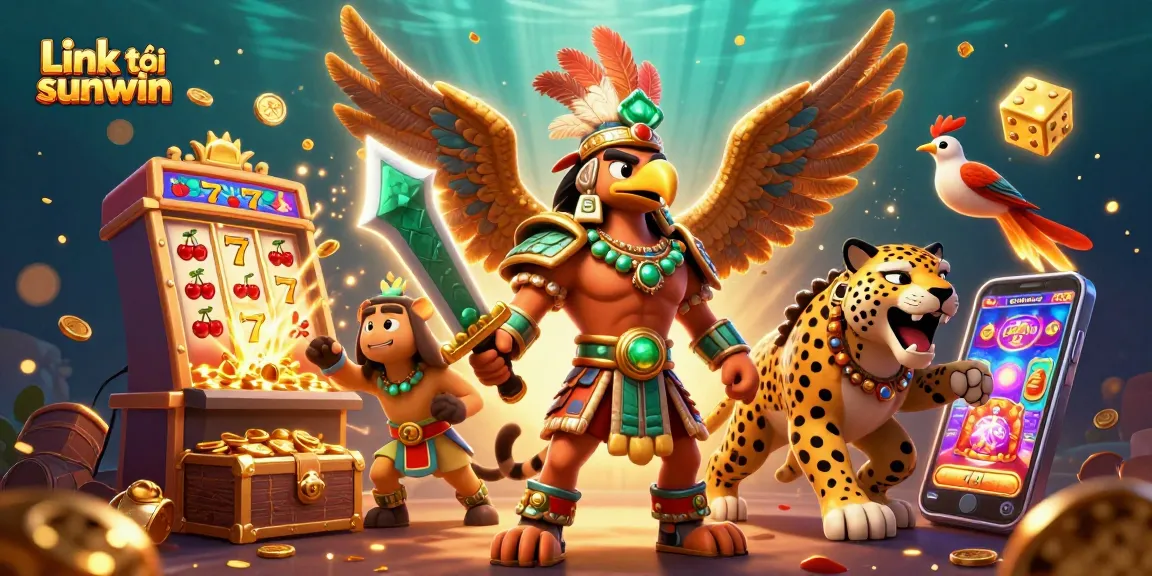 Experience the thrill of gaming with Link tải sunwin featuring slot machines and vibrant characters.