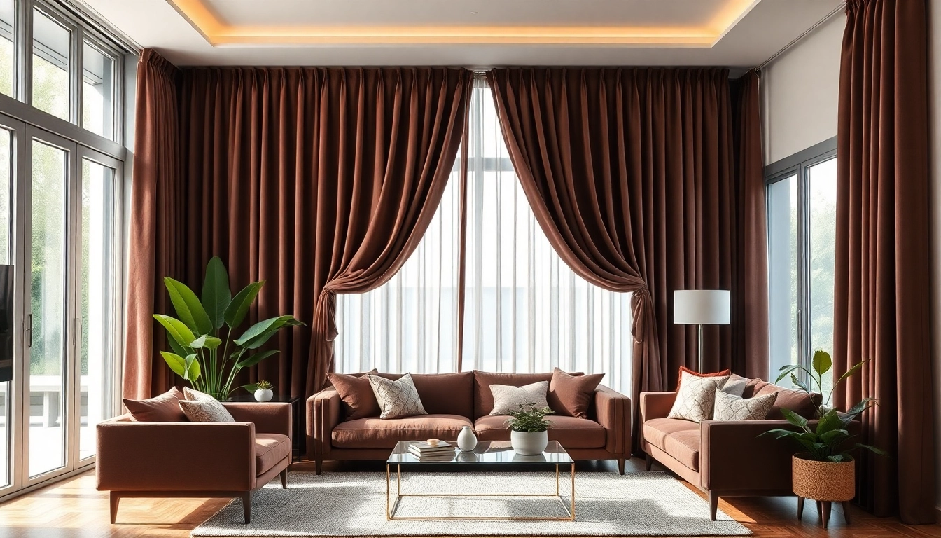 Vibrant gordijnen velours in een moderne woonkamer die luxe en warmte uitstralen.