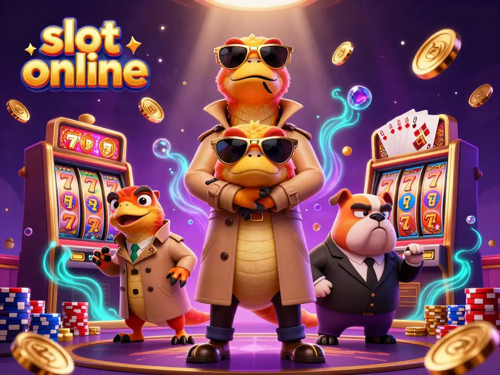 Experience the thrill of slot online with charismatic raptors attempting a VIP entrance in a lively casino.
