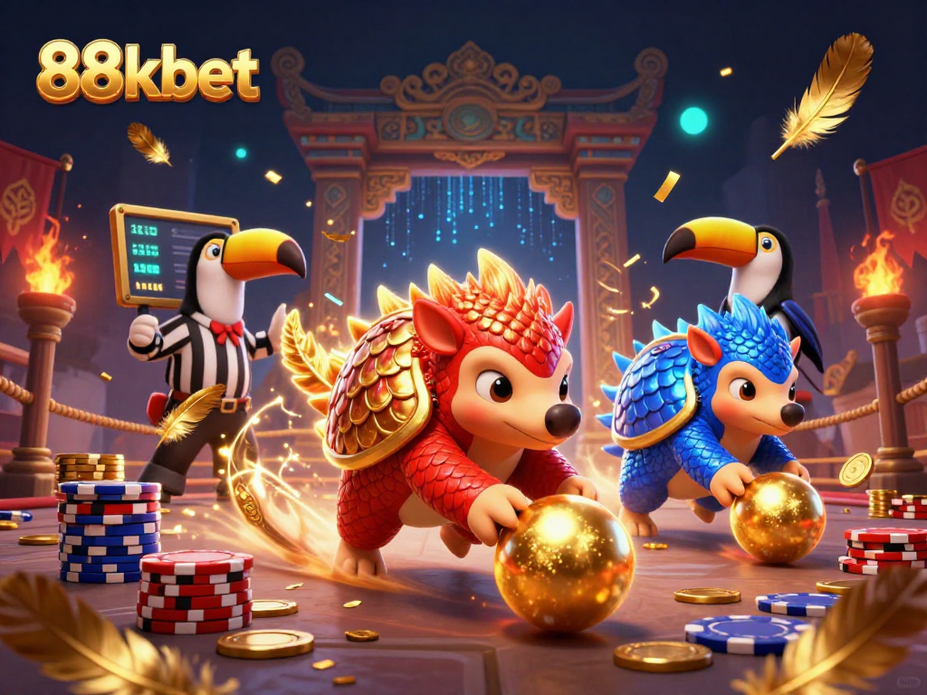 Experience thrilling gameplay at 88kbet with pangolins battling in a vibrant casino arena.