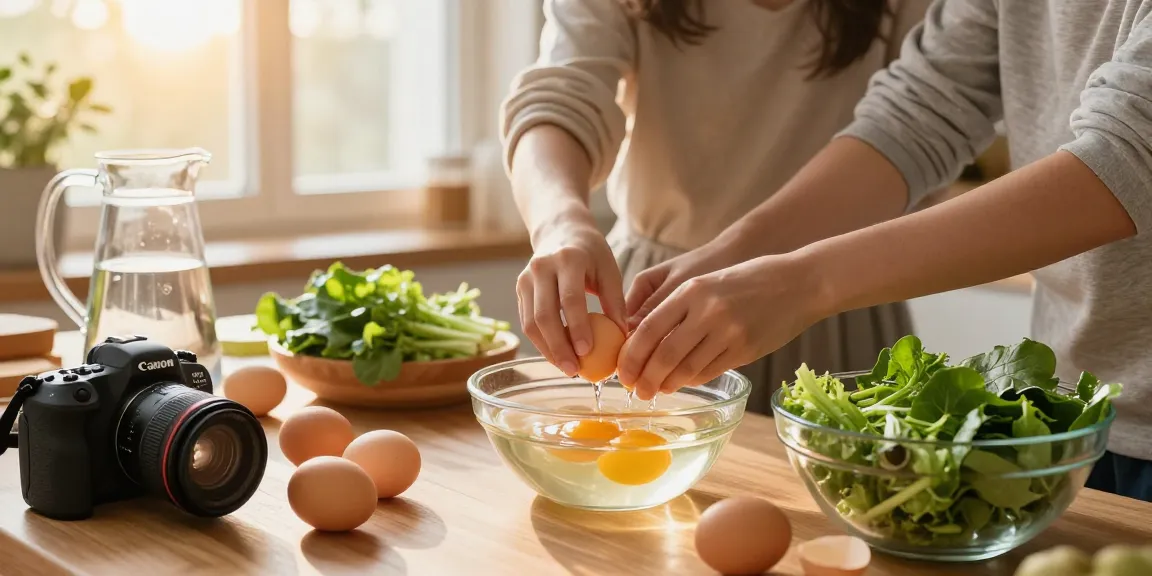 Kesegaran telur diuji dengan metode Egg Float Test di https://www.eggfloattest.com/contact, keluarga memasak dengan bahan segar.