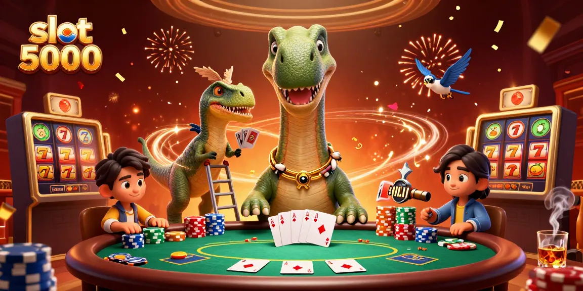 Slot 5000 memikat dengan brontosaurus dan raptor dalam suasana kasino yang meriah