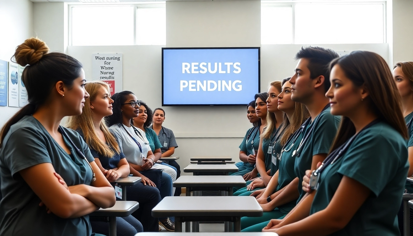 Cheerful nursing candidates monitoring their Past Nclex fast results in a modern test environment.