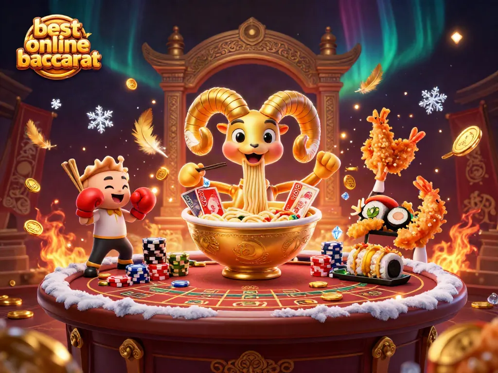 Experience the thrill of best online baccarat with a dynamic, festive illustration showcasing vibrant characters and gameplay.
