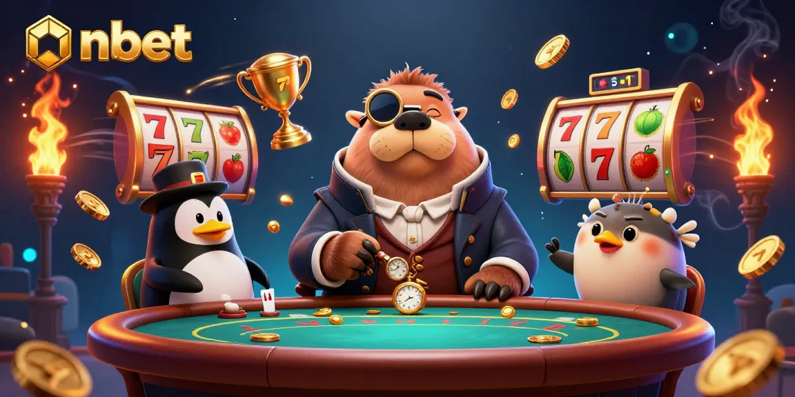 Join the exciting nbet poker scene featuring a jovial walrus and playful characters in a lively casino.