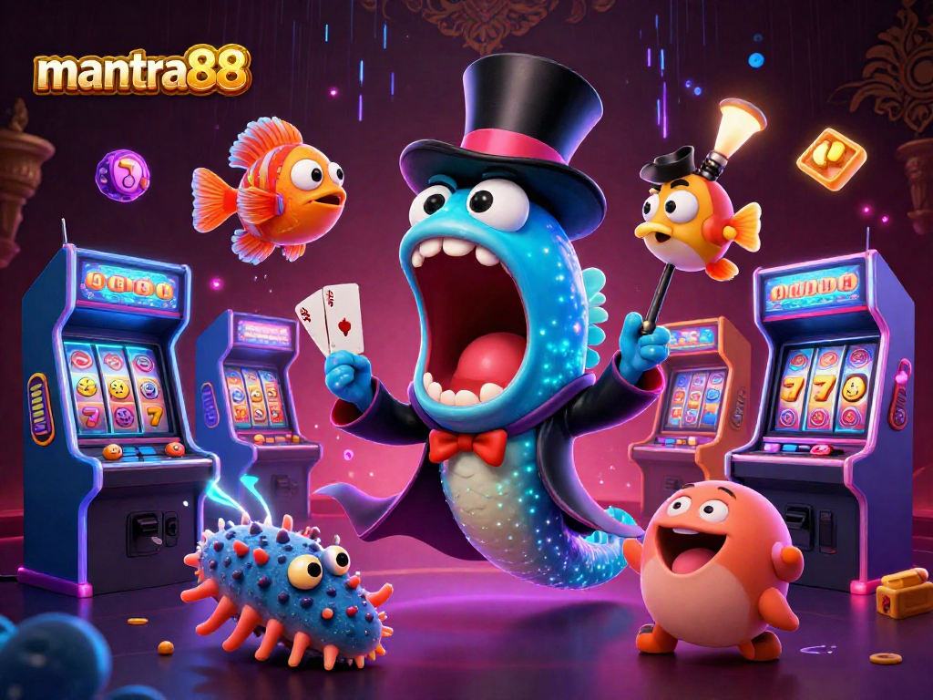 Experience mantra88 magic as sea creatures perform thrilling casino tricks and games in a vibrant underwater scene.