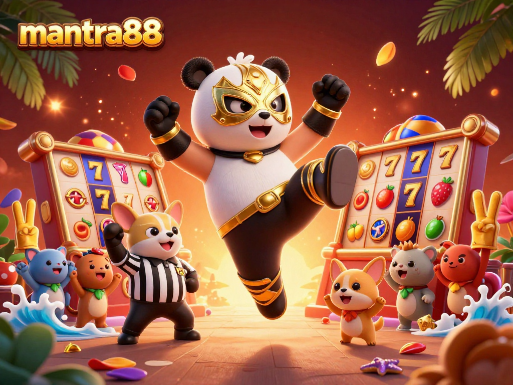Engage in thrilling gameplay with mantra88's vibrant slot machines and animated characters.