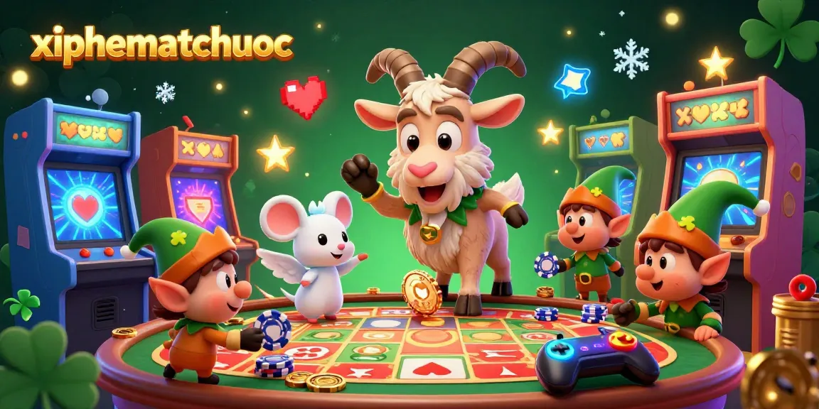 xiphematchuoc showcases a vivid 3D casino scene with characters interacting and engaging with arcade elements, symbolizing dynamic gameplay.
