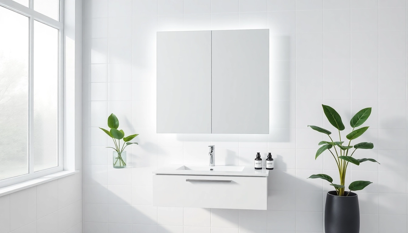 Badezimmer spiegelschränke beleuchtung mit modernen Lichtern und eleganter Oberfläche im Badezimmer.