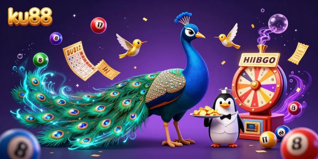 Experience the excitement of ku88 casino with vibrant gameplay elements in a richly detailed 3D illustration.