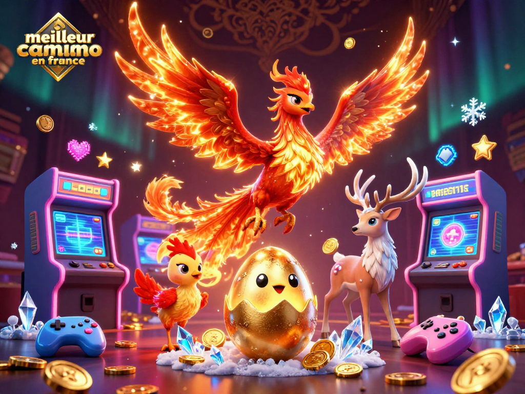 Jouez aux jeux du meilleur casino en ligne en France avec une scène vibrante et animée présentant de riches éléments de casino.
