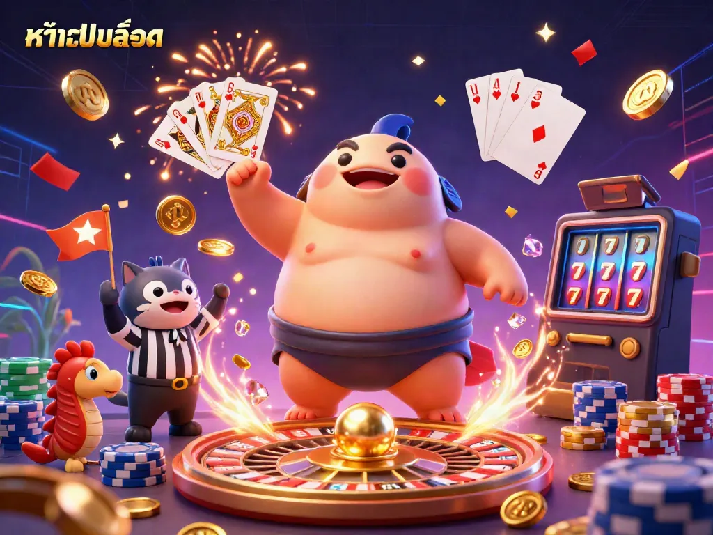 Engage with the vibrant หน้าเว็บสล็อต illustration featuring lively underwater casino scenes filled with action and energy.