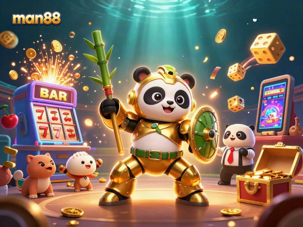 Experience excitement with man88 in this dynamic casino scene bursting with vibrant gaming elements.