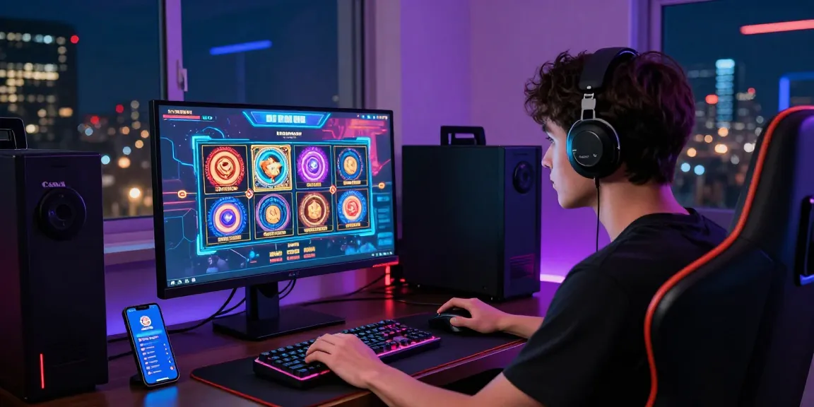 Gamer menikmati pengalaman HWGCAREER di platform permainan digital modern yang menarik dan aman.