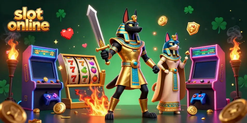 Spin to win at slot online with vibrant Egyptian-themed characters and glowing game elements.