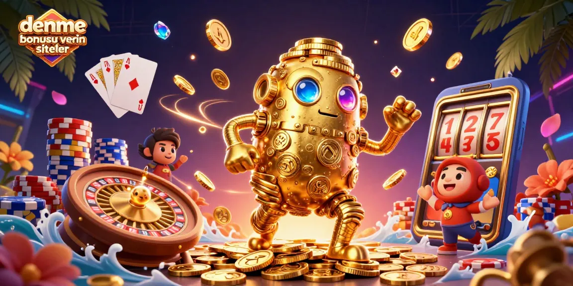 Engage with deneme bonusu veren siteler by exploring dynamic casino elements in a vibrant scene.