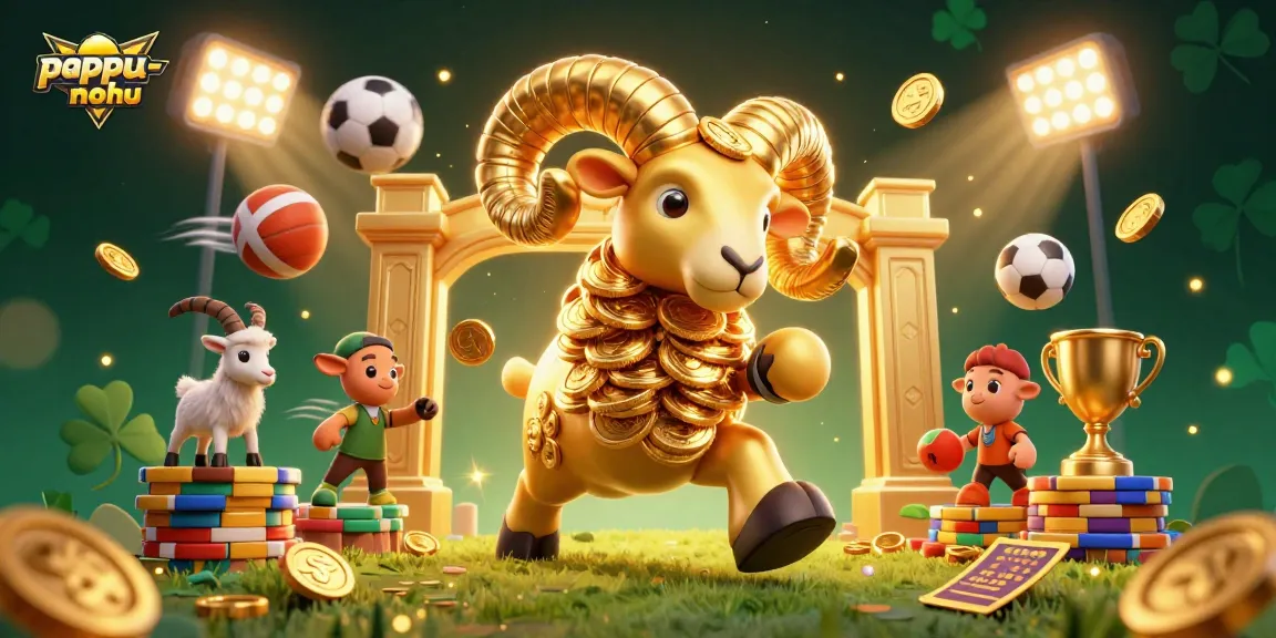 Pappu-nohu brings excitement with a golden ram charging into the casino world amidst dynamic sports action.