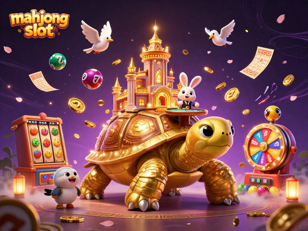 Engage in the thrilling mahjong slot experience with vibrant casino elements and characters.