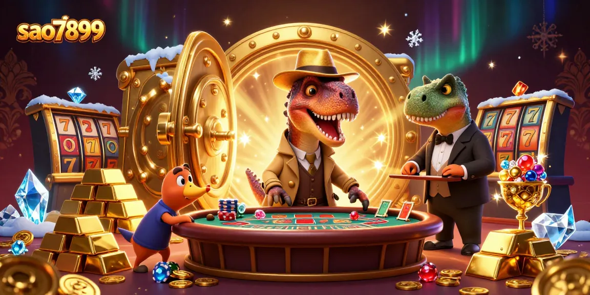 Engage with thrilling gameplay at sao7899 featuring a cunning velociraptor at a blackjack table.