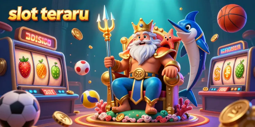 Memenangkan jackpot di slot terbaru dengan citra penuh warna dan simbol keberuntungan yang mengelilinginya.