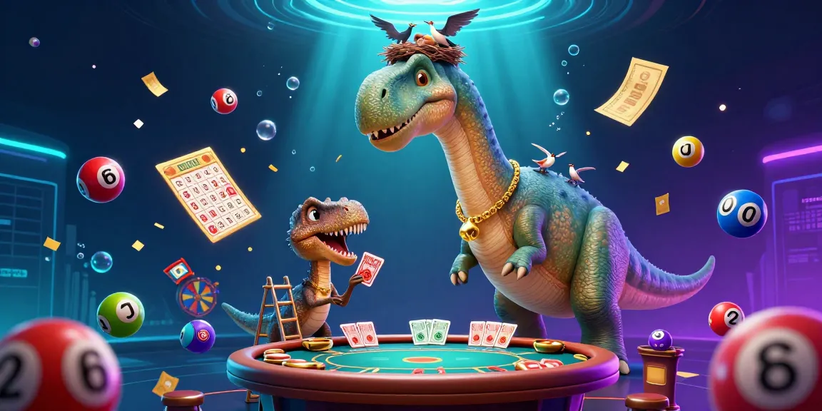 Engage in exciting สล็อต casino fun with a brontosaurus and raptor at a poker table.