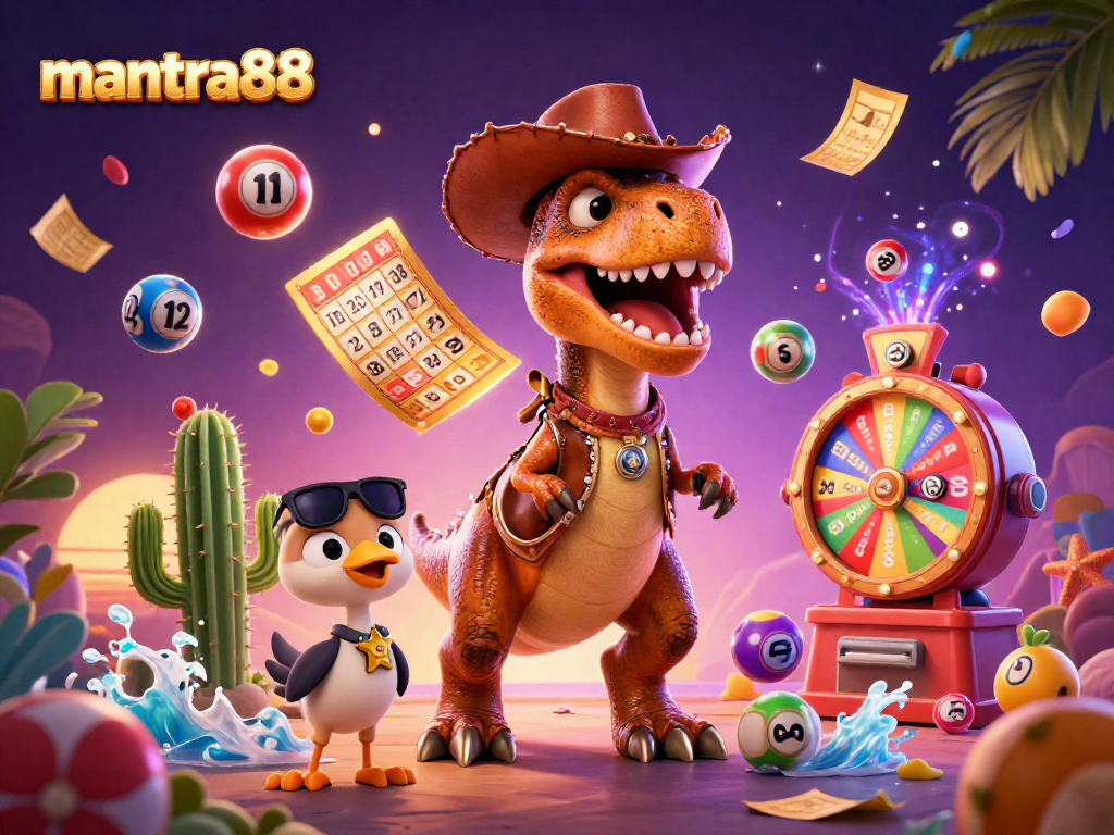 Experience the excitement of mantra88 with dynamic lottery elements and captivating characters in a vibrant casino atmosphere.