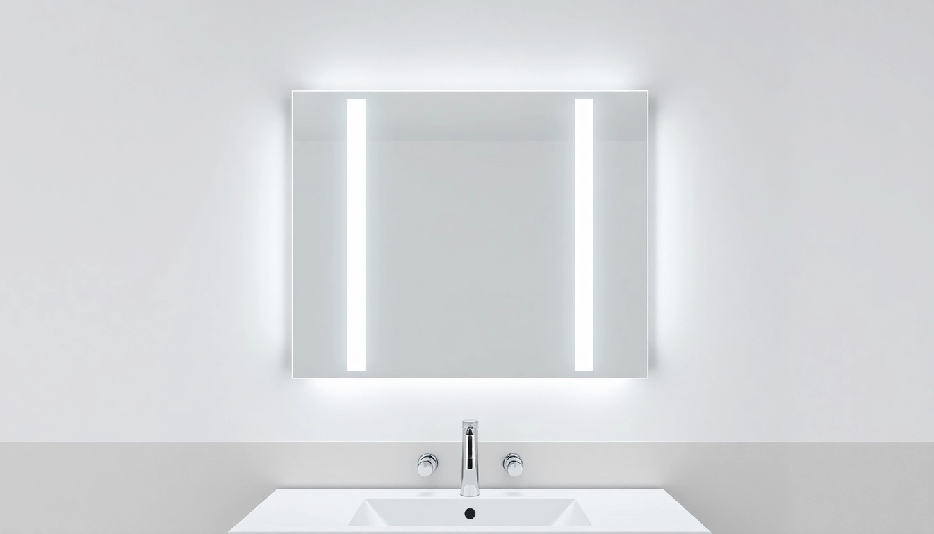 Gaze into a stylish led bathroom mirror reflecting contemporary bathroom design and ambiance.