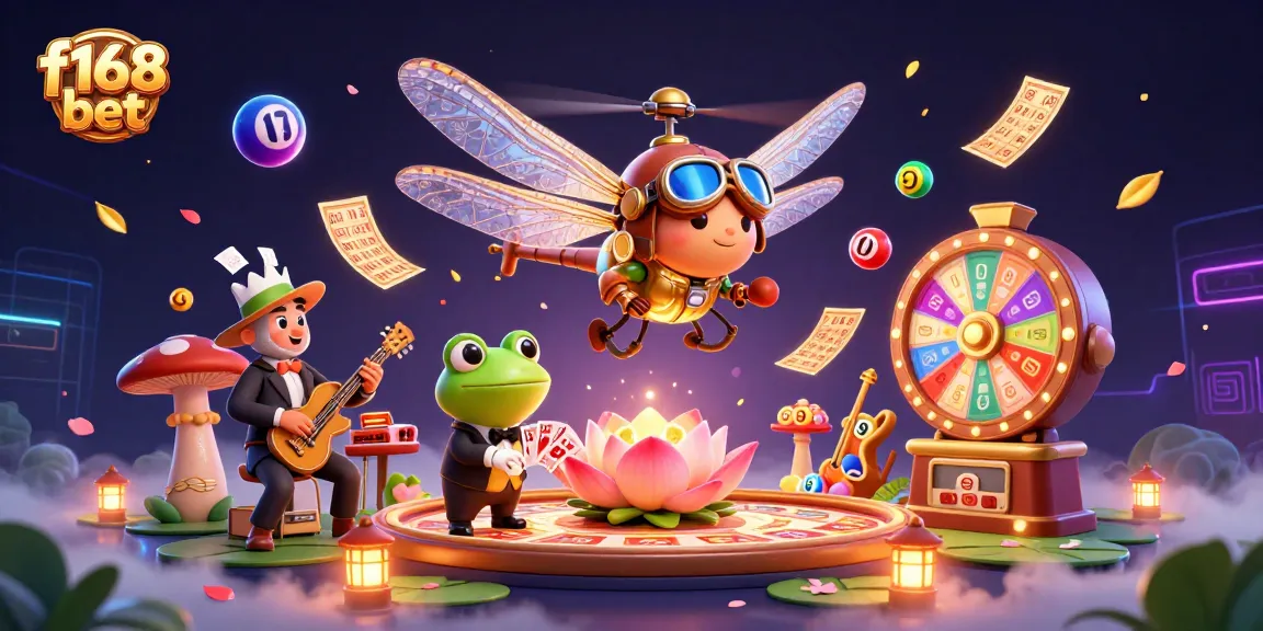 Experience thrilling games at f168 bet with a vibrant casino scene featuring unique characters.