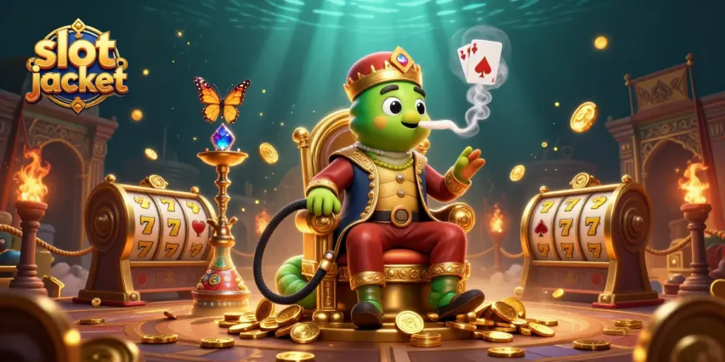 Spin the slot jackpot with cheerful characters in a vibrant casino-themed 3D illustration.
